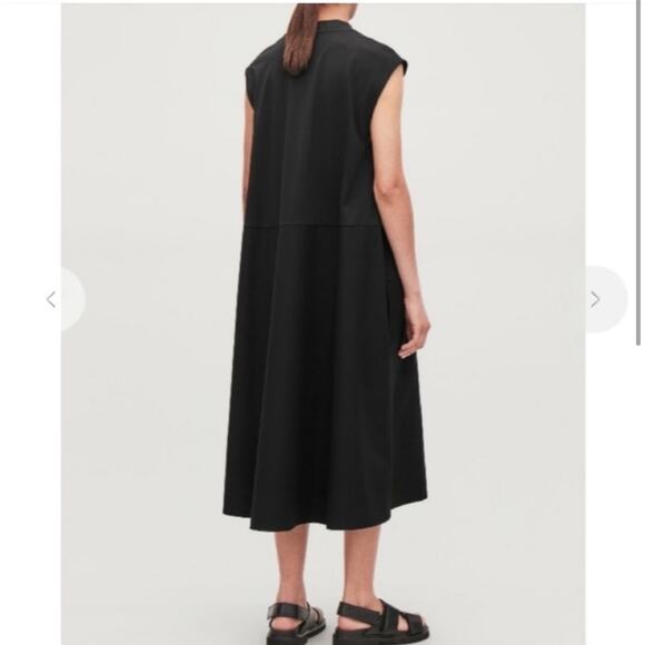 COS Minimal A-Line Black Lagenlook Midi Dress - Picture 2 of 8